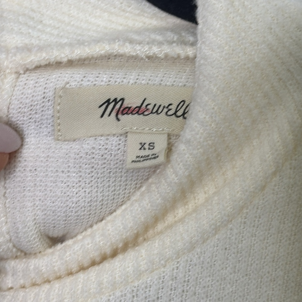 Madewell Cream Ribbed Mandarin Collar Sweater - Picture 6 of 10